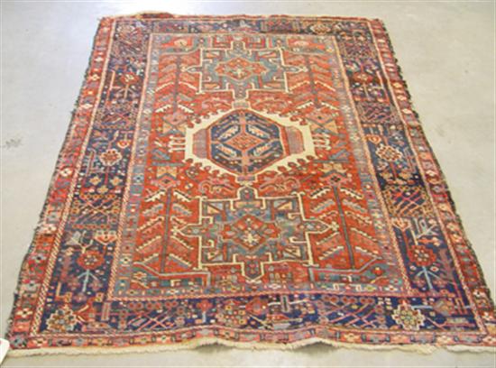 Appraisal: Persian Karaja Heriz Rug th Century Brick red blue navy