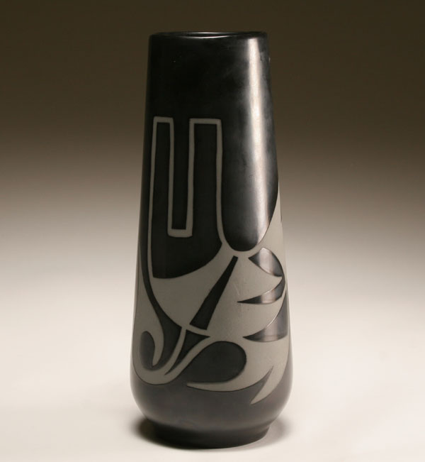 Appraisal: Santa Clara Pueblo black art pottery vase Artist signed GG