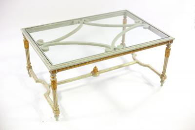 Appraisal: A Louis XVI style painted and gilt framed coffee table