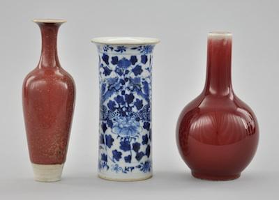 Appraisal: Three Kangxi-Style Porcelain Objects The first a blue and white