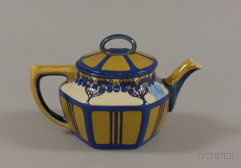 Appraisal: Mettlach Arts Crafts Pattern Stoneware Teapot impressed marks