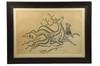 Appraisal: PEN INK CALLIGRAPHY FIGURAL - Stag Pursued by Two Hounds