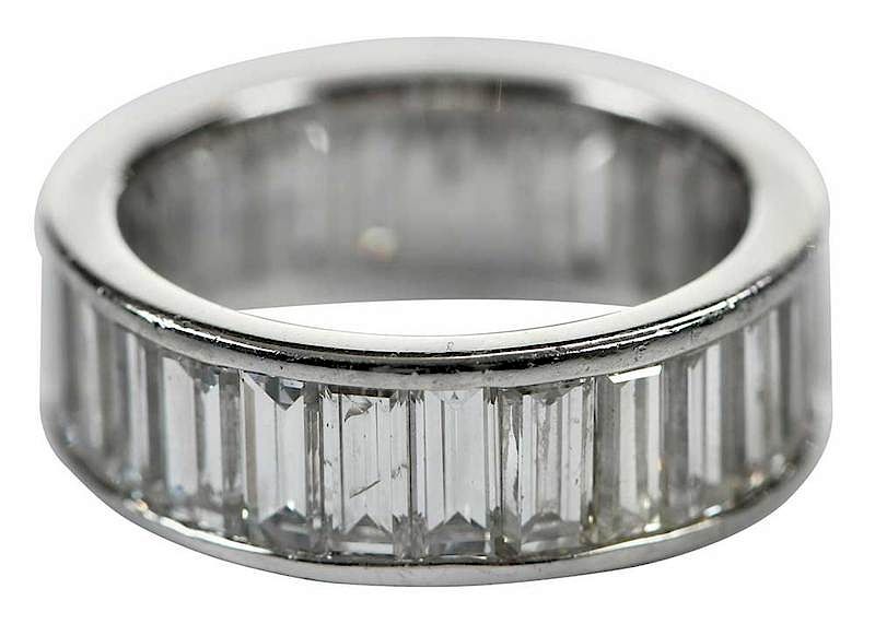 Appraisal: Platinum Diamond Eternity Band baguette diamonds estimated total weight cts