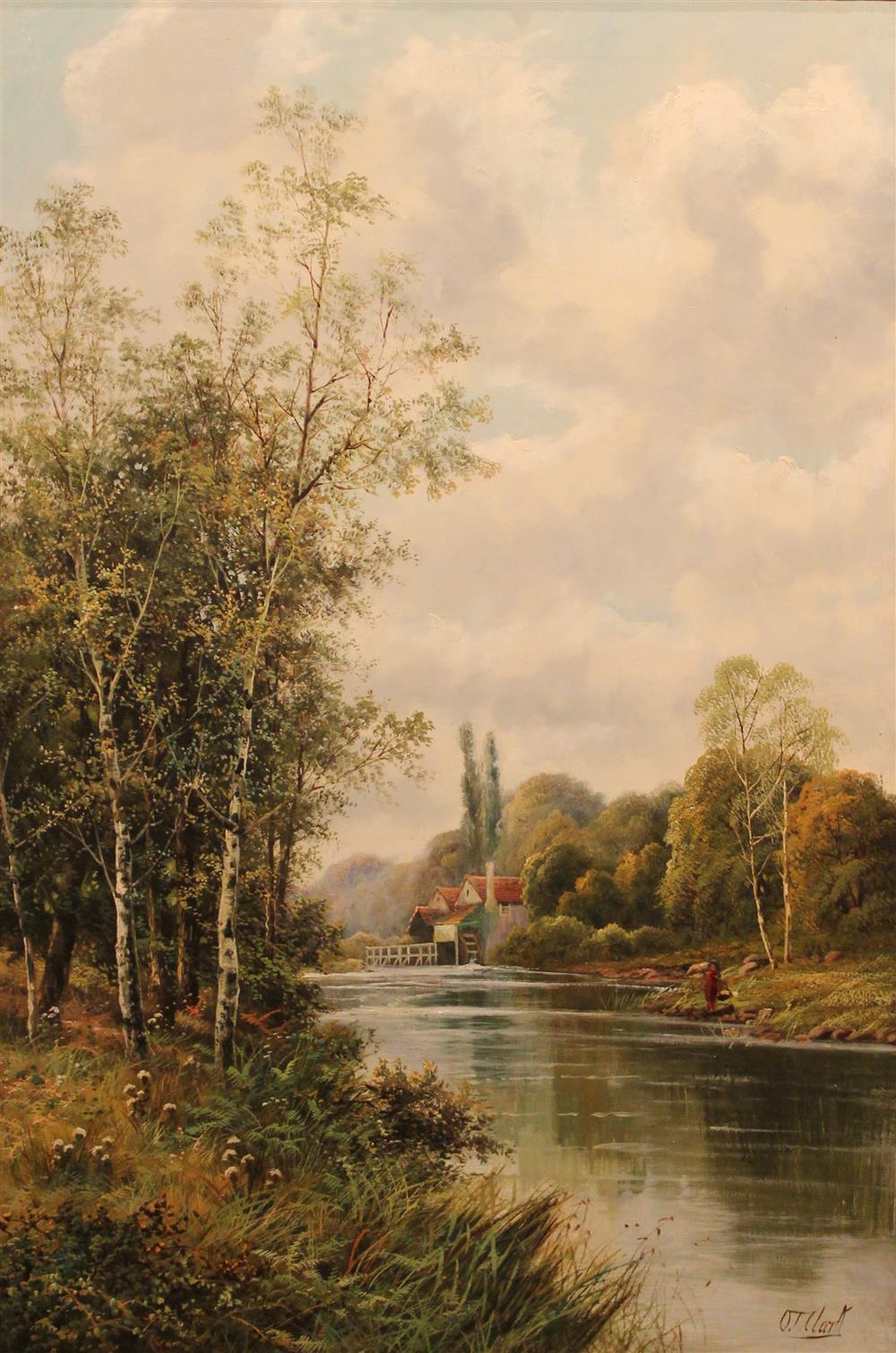 Appraisal: OCTAVIUS THOMAS CLARK BRITISH - RIVER LANDSCAPE WITH A WATERMILL