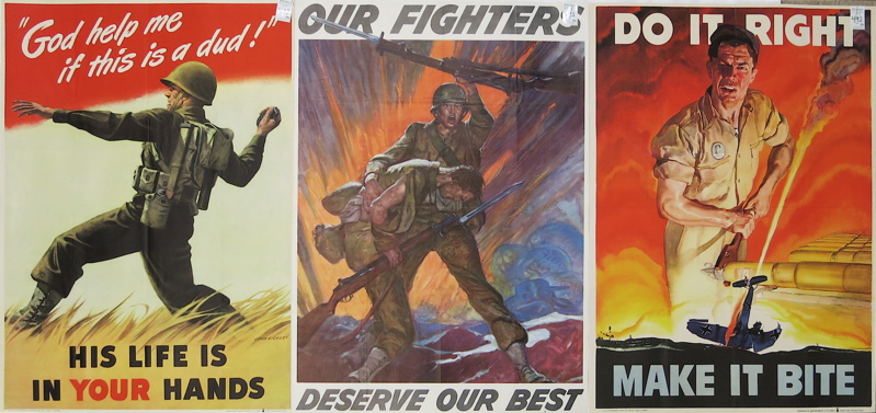 Appraisal: THREE WWII POSTERS God Help Me If This Is A