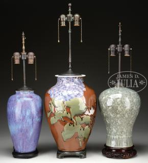 Appraisal: LOT OF FIVE ITEMS THREE ASIAN VASES NOW FITTED AS