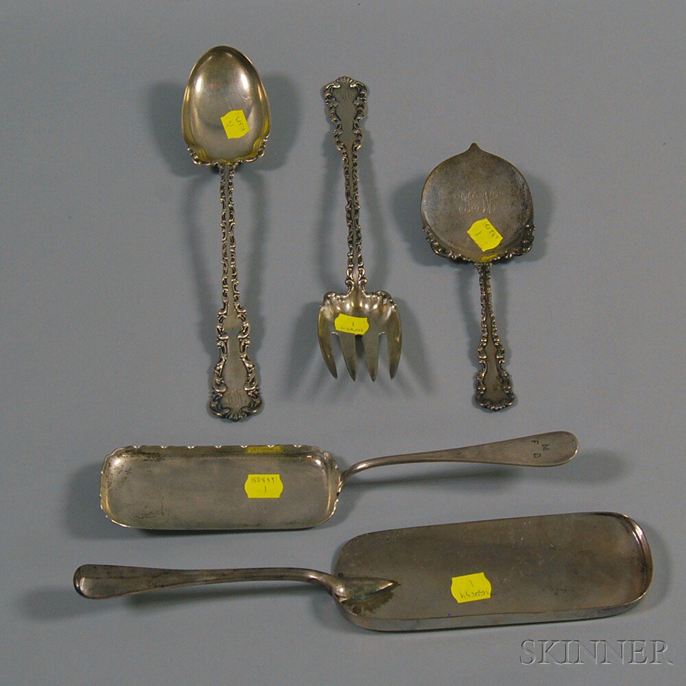 Appraisal: Five Assorted Sterling Silver Flatware Serving Items a Whiting Louis