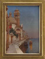 Appraisal: G VIVIAN th Century VENETIAN SCENE Oil on canvas depicting