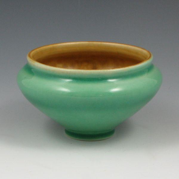 Appraisal: Rookwood open vase with matte yellow interior and gloss green