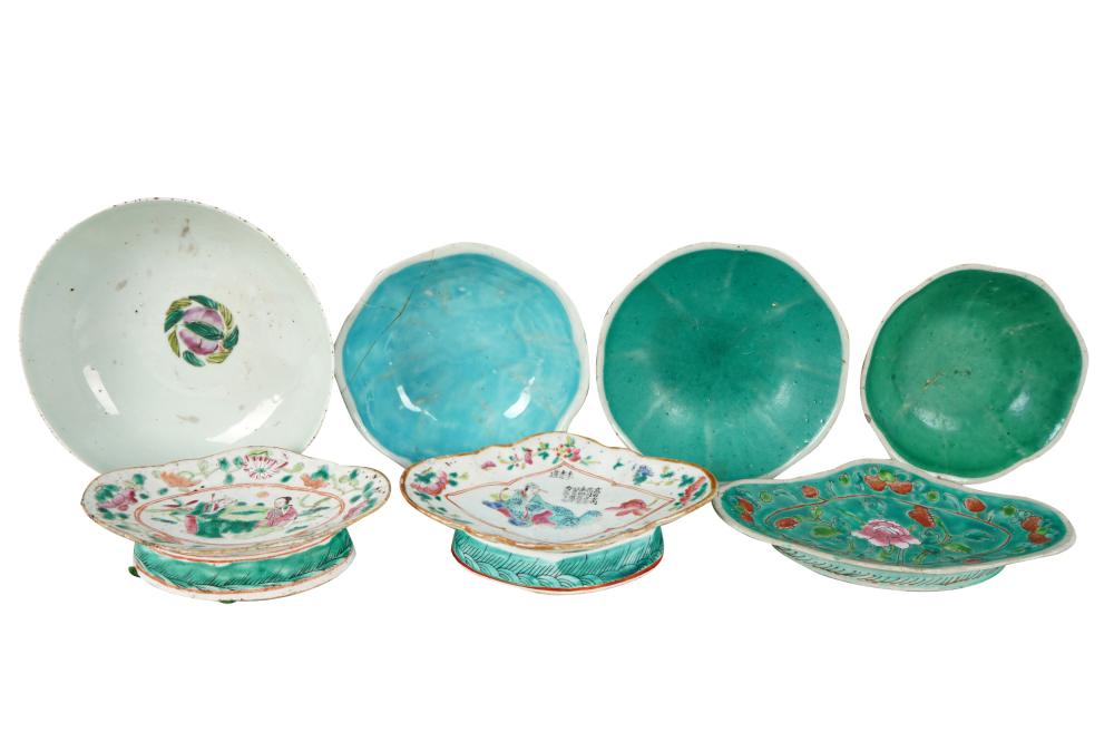 Appraisal: COLLECTION OF SEVEN CHINESE PORCELAIN DISHEScomprising three diamond-shaped footed dishes