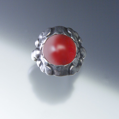 Appraisal: GEORG JENSEN DENMARK Sterling Skonvirke ring with carnelian cabochon no