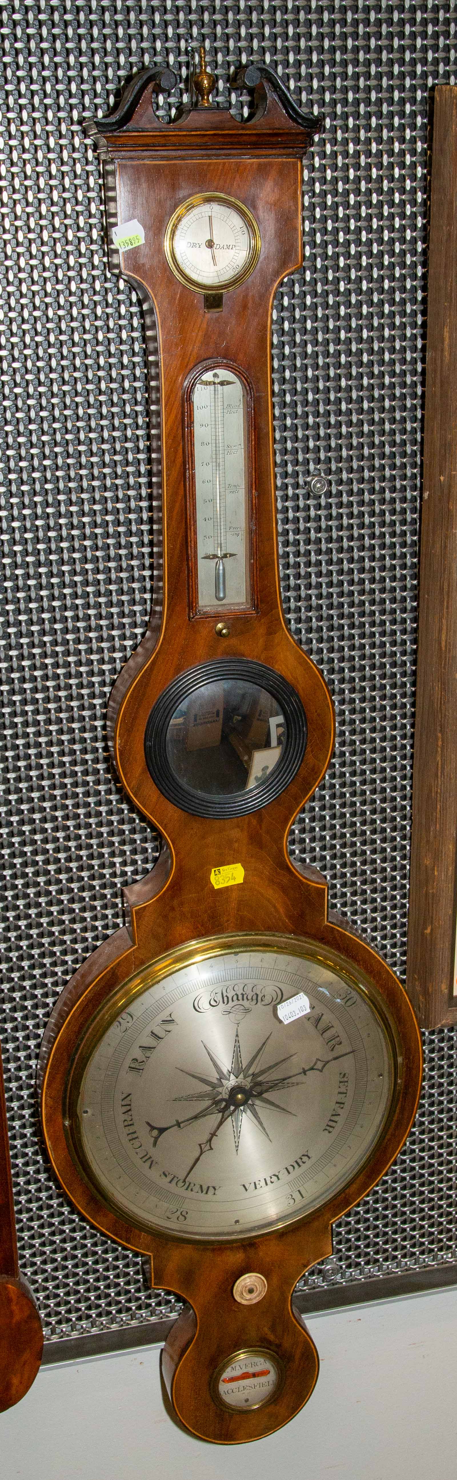 Appraisal: GEORGIAN BANJO STYLE BAROMETER I M VERGA Macclesfield rd quarter