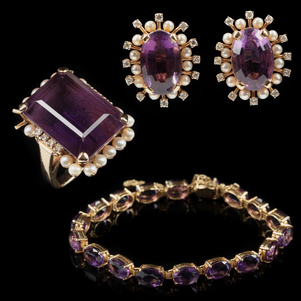 Appraisal: Chris Owens' Group of kt Yellow Gold Amethyst Diamond and