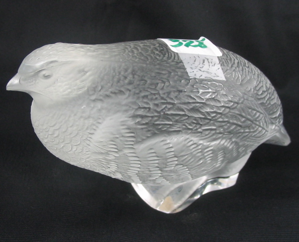 Appraisal: A FRENCH LALIQUE CRYSTAL FIGURE OF A PARTRIDGE in long