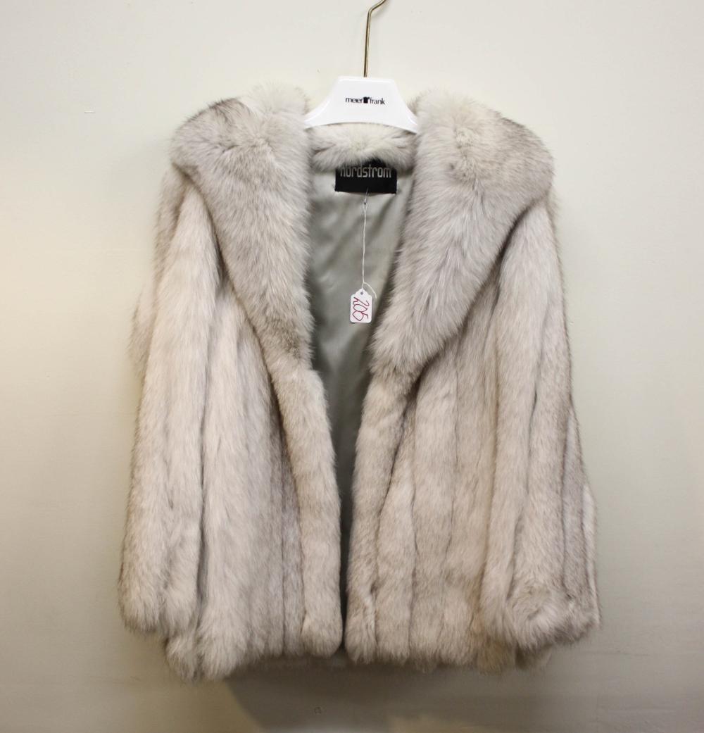 Appraisal: SILVER FOX FUR JACKET having two exterior pockets two hook