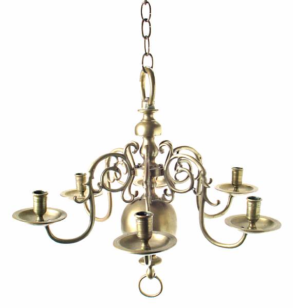 Appraisal: A Flemish Baroque style brass six light chandelier height in