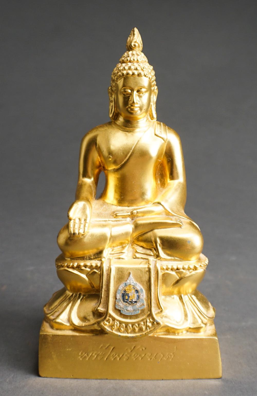 Appraisal: Southeast Asian Gilt Metal Figure of Seated Buddha H in