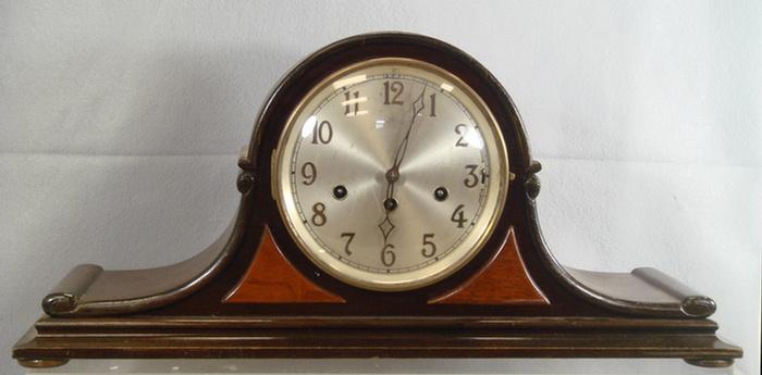 Appraisal: Junghans mahogany wire Westminster chiming tambour clock h l pendulum