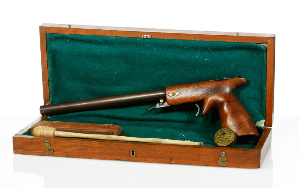 Appraisal: - Percussion Pistol Percussion pistol in case barrel overall x