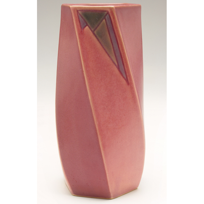 Appraisal: Roseville Futura vase twisting shape in pink with blue and