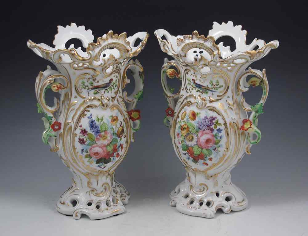 Appraisal: PAIR CIRCA 'S OLD PARIS PORCELAIN VASE Hand painted each