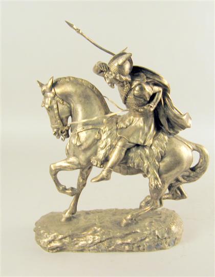 Appraisal: Thomas Francois Cartier French - nordic horseman Bronze silver patina