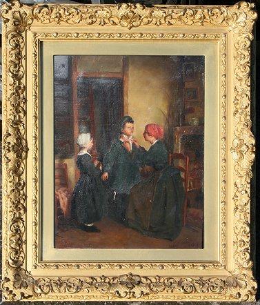 Appraisal: PERRY Florence American Interior Scene Oil Canvas '' x ''