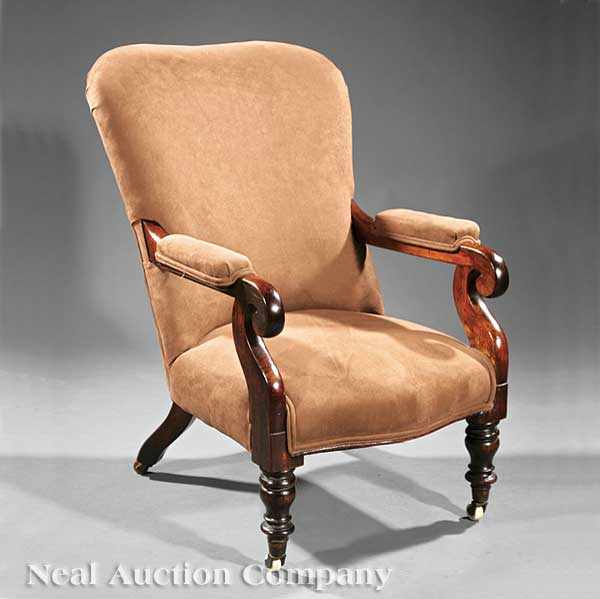 Appraisal: A William IV Mahogany Library Chair c - rounded back