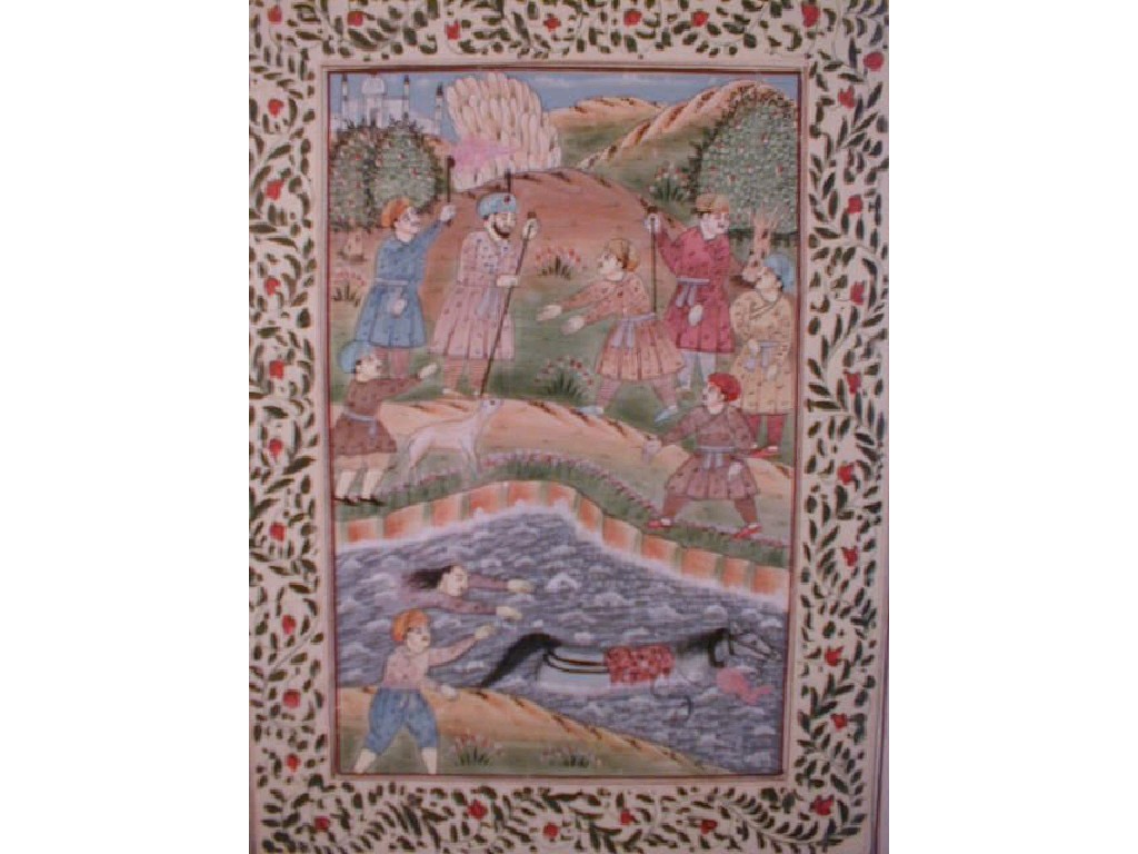 Appraisal: An Indian watercolour on silk depicting a horse in a