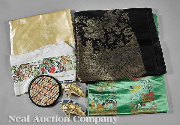 Appraisal: A Group of Chinese Embroidered Wardrobe Accessories late th early