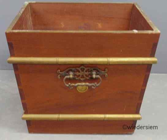 Appraisal: Mahogany planter or container with dovetailed construction and brass banding