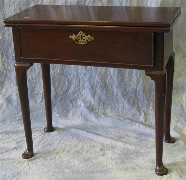 Appraisal: Mahogany Queen Anne card table with drawer straight leg with