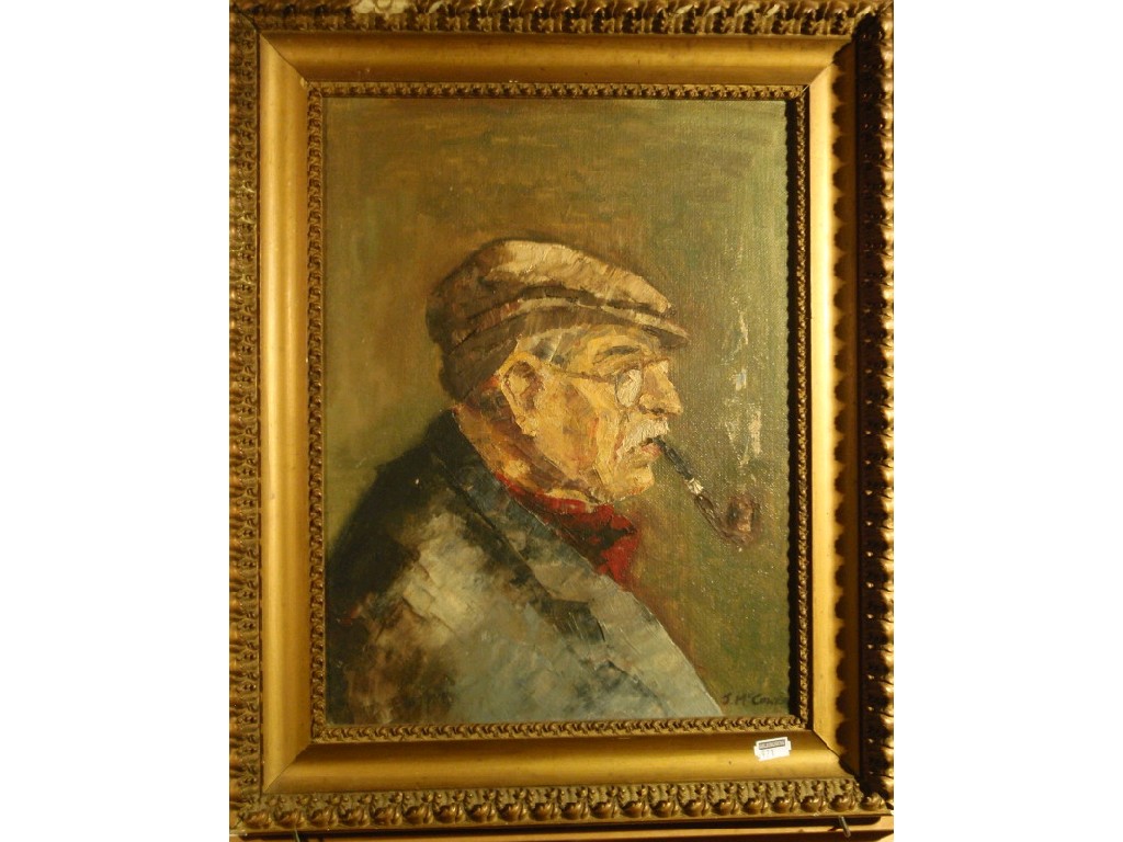 Appraisal: J McCowen Portrait of an elderly gentleman with cap glasses