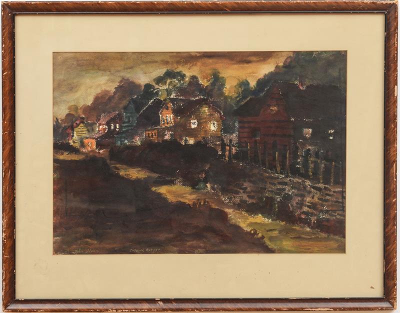 Appraisal: ATTRIBUTED TO JOHN SLOAN - EVENING ARROYO Watercolor and oil