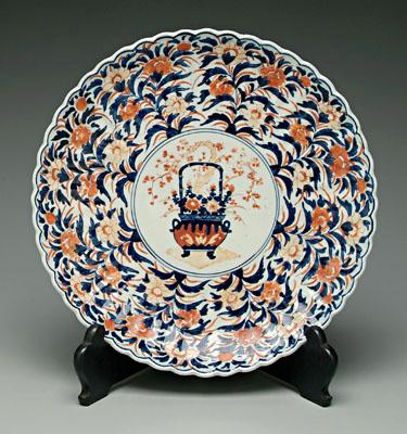 Appraisal: Japanese Imari charger scalloped fluted form central vessel with floral