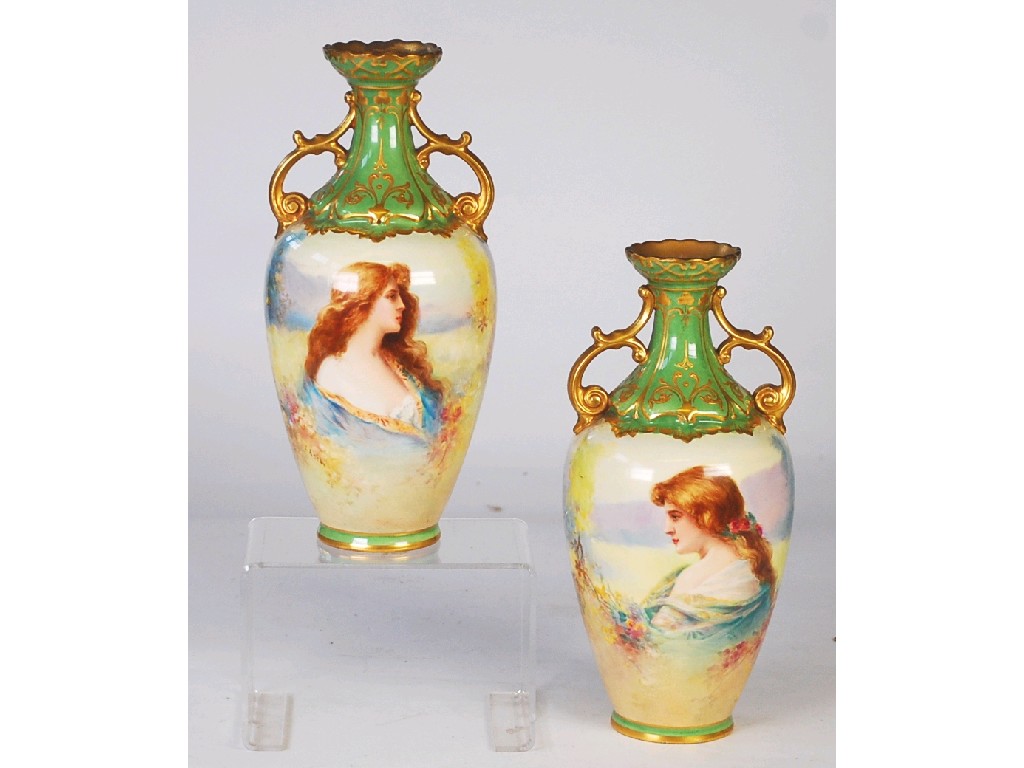 Appraisal: PAIR OF ROYAL BONN GERMANY EARLY TWENTIETH CENTURY HAND PAINTED