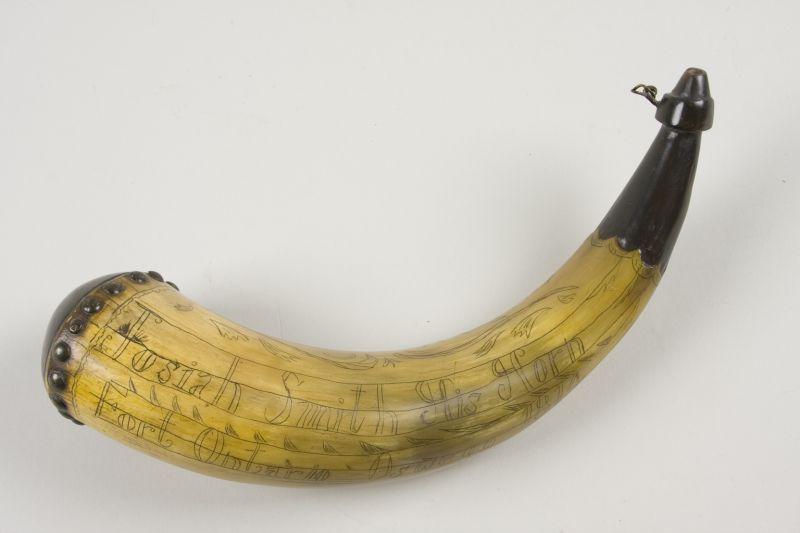 Appraisal: Signed War of Powder Horn inscribed Josiah Smith His Horn