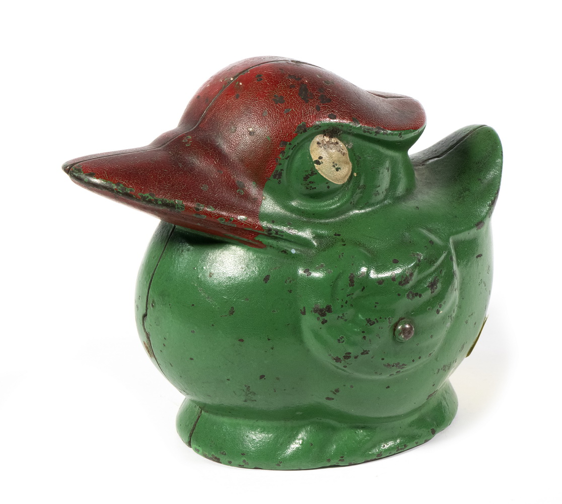 Appraisal: KENTON GREEN ROUND DUCK BANK Circa Cast Iron Duck Form