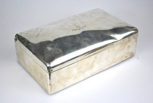 Appraisal: A late Victorian silver cigar box with gilt interior and