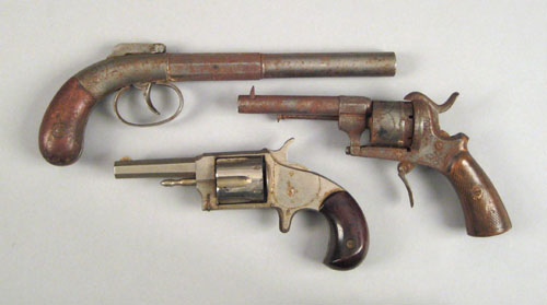 Appraisal: Group of three miscellaneous hand guns to include a bar