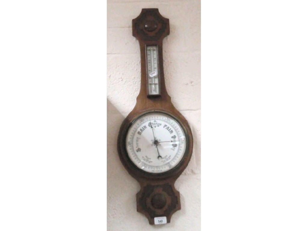 Appraisal: An Edwardian mahogany aneroid wheel barometer cm high