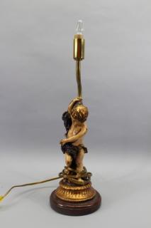 Appraisal: Early th C Carved Cherubic Lamp Early th C Carved