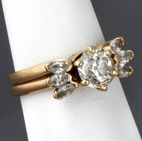 Appraisal: An old mine-cut diamond and k gold ring together with