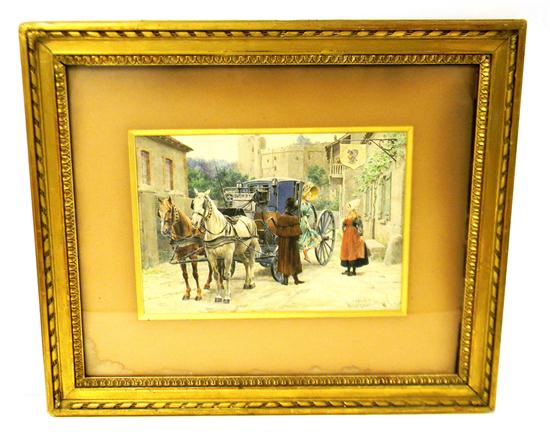 Appraisal: Drawing-Watercolor by painter Charles Delort French - and illustrator Maurice