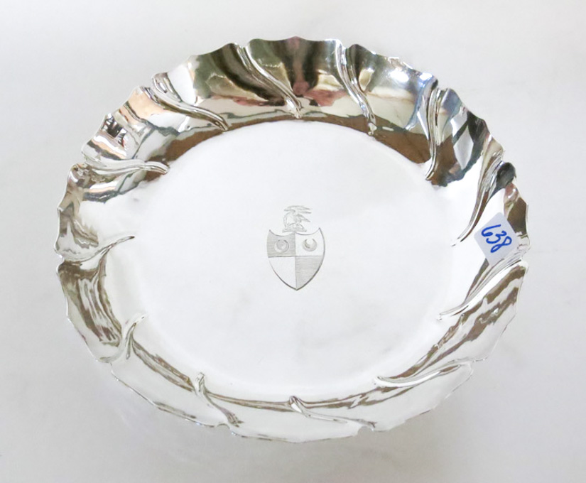 Appraisal: HANAU ATTRIBUTED SILVER BOWL having low profile and fluted sides