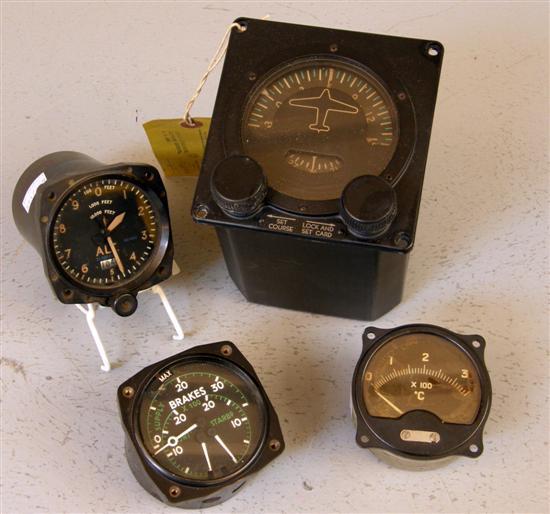 Appraisal: Four World War II Aircraft cockpit instruments Electric Directional Gyro