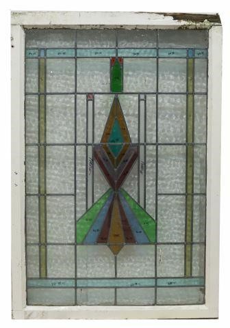 Appraisal: Large English architectural stained and leaded glass window early th