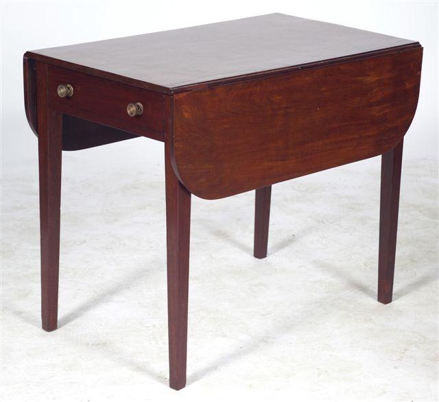 Appraisal: REGENCY MAHOGANY PEMBROKE TABLE with D-shaped leaves raised on square