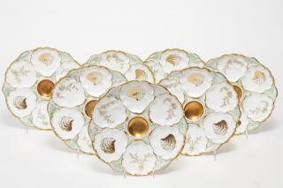 Appraisal: C Ahrenfeldt Limoges Oyster Plates Set of Limoges porcelain oyster