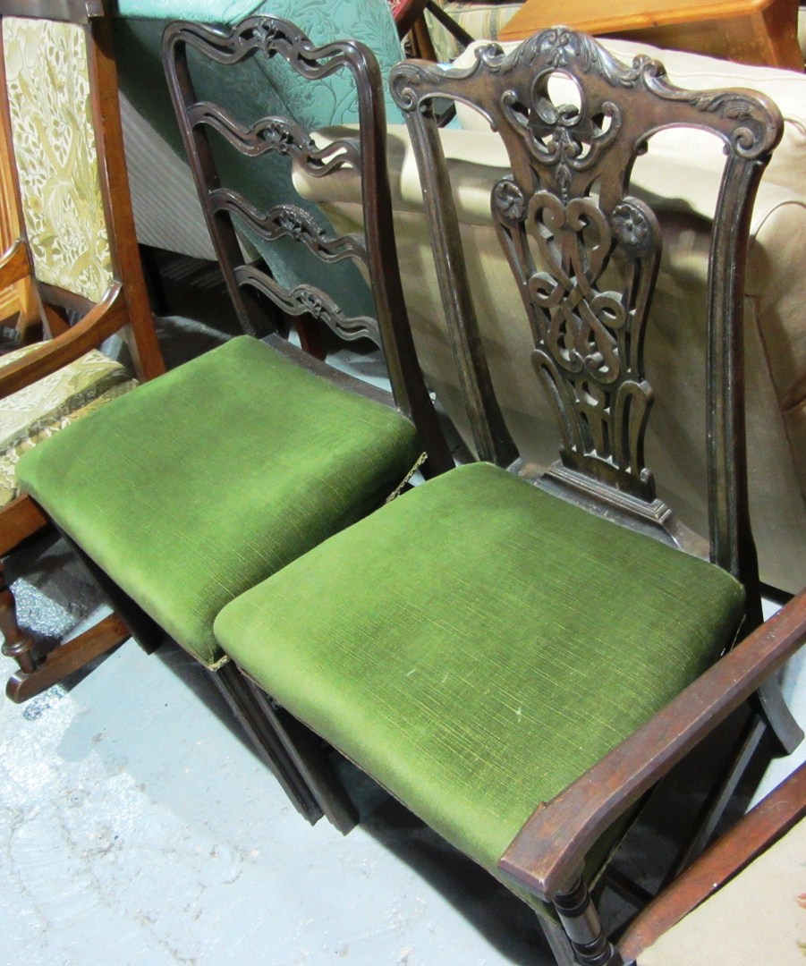 Appraisal: An th century design mahogany ribbon back dining chair together